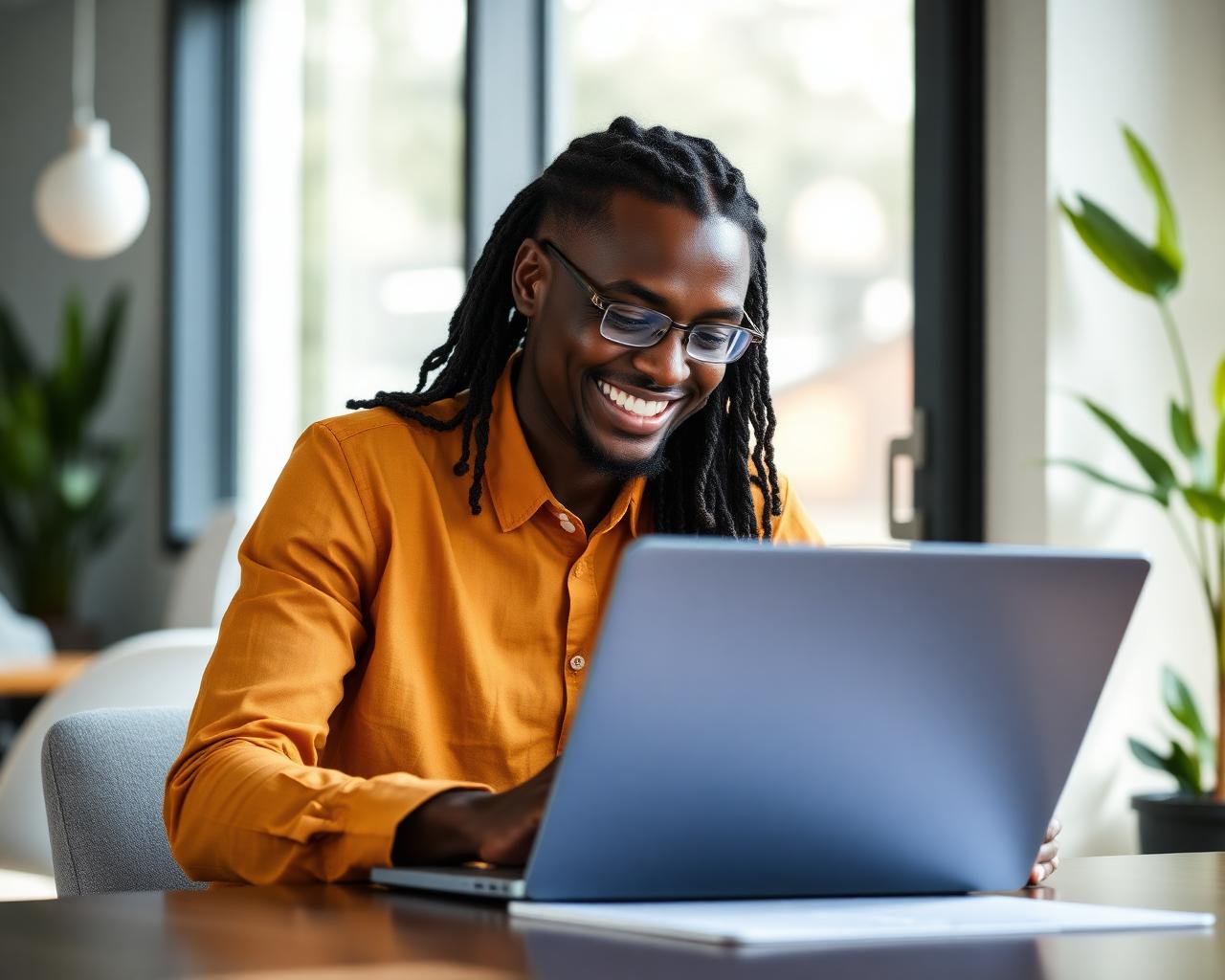 Kenyan entrepreneur browsing products from international suppliers on a laptop